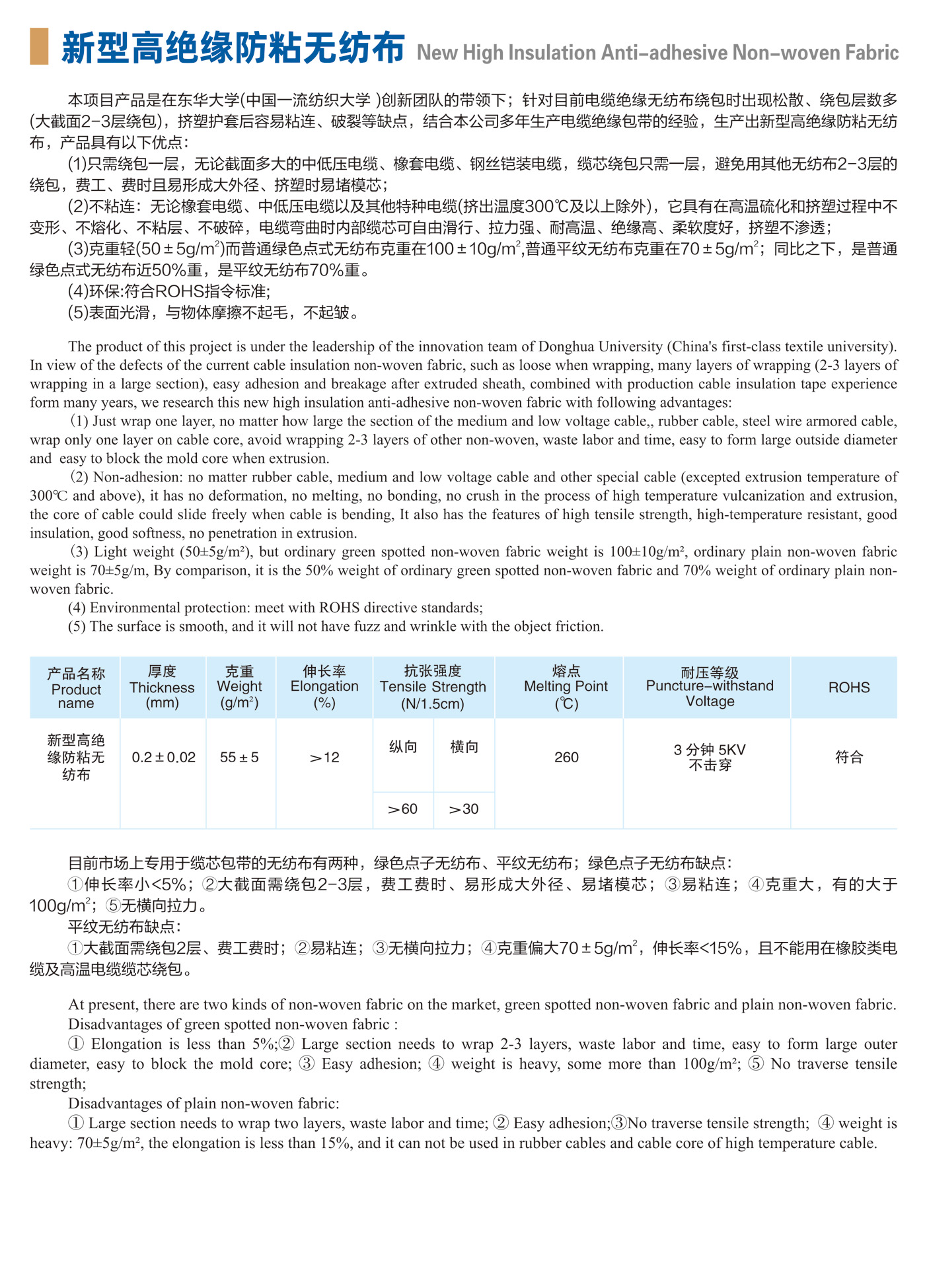 新型高绝缘防粘无纺布-详情